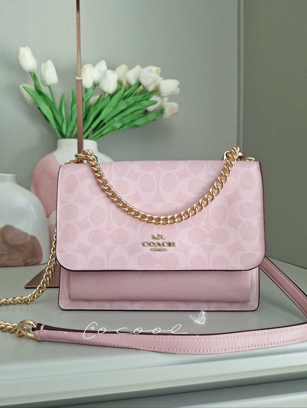 New! Limited Edition Coach Power Pink Klare  Crossbody In Signature Canvas CAL29